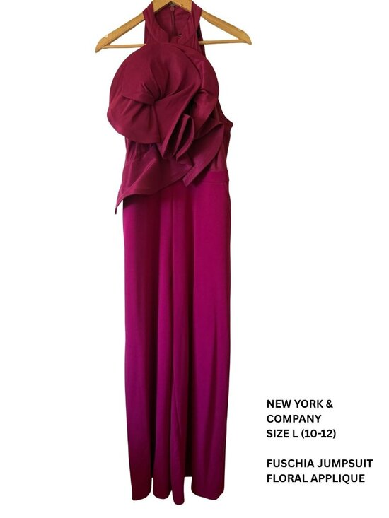 New York & Company Pants - New York & Company Floral Applique Jumpsuit (L)